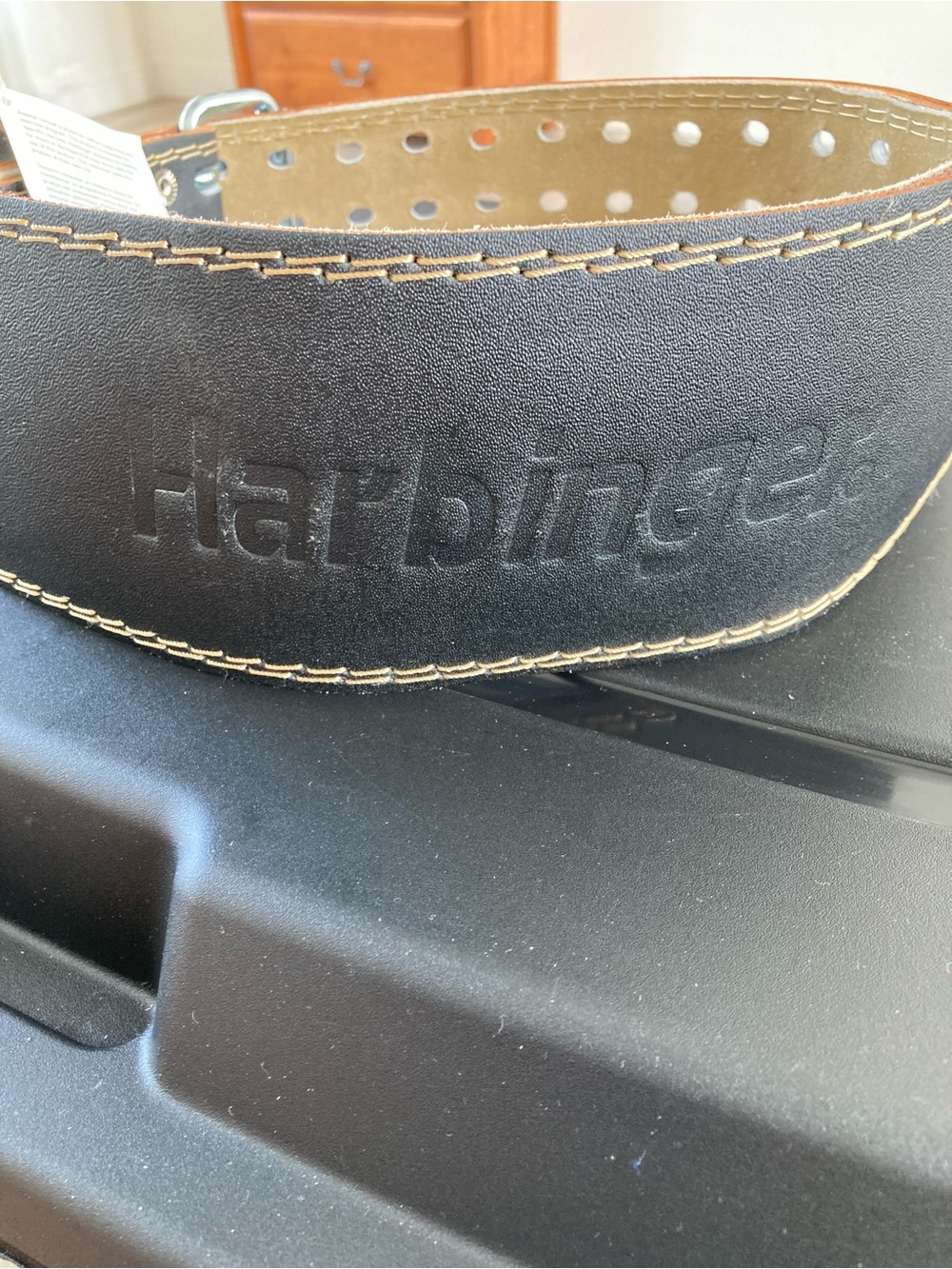 Black Leather Weightlifting Belt - Supportive Men's Accessory
